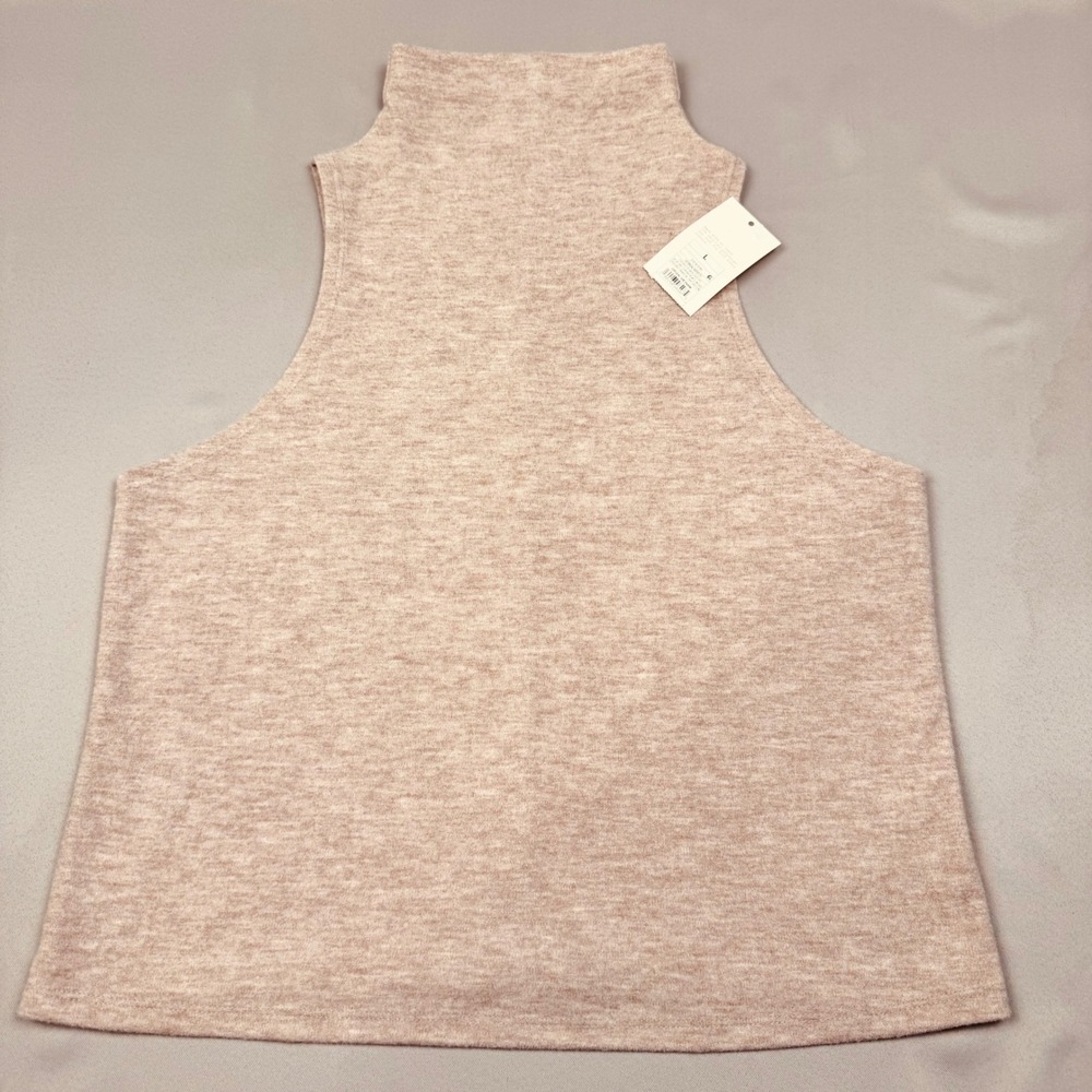 A New Day Mock Neck Sleeveless Sweater Tank Top Oatmeal Tan Womens Large NEW